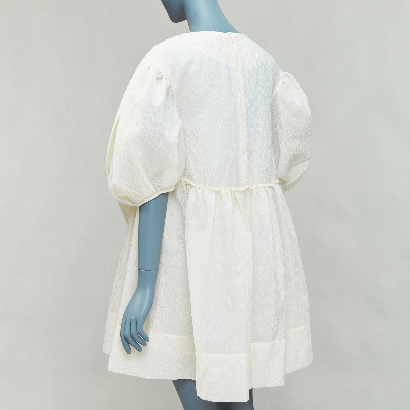 SIMONE ROCHA off white front bow cloque puff mini dress UK6 XS 1