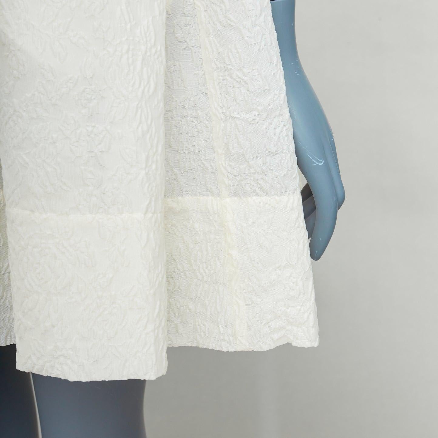 SIMONE ROCHA off white front bow cloque puff mini dress UK6 XS 3