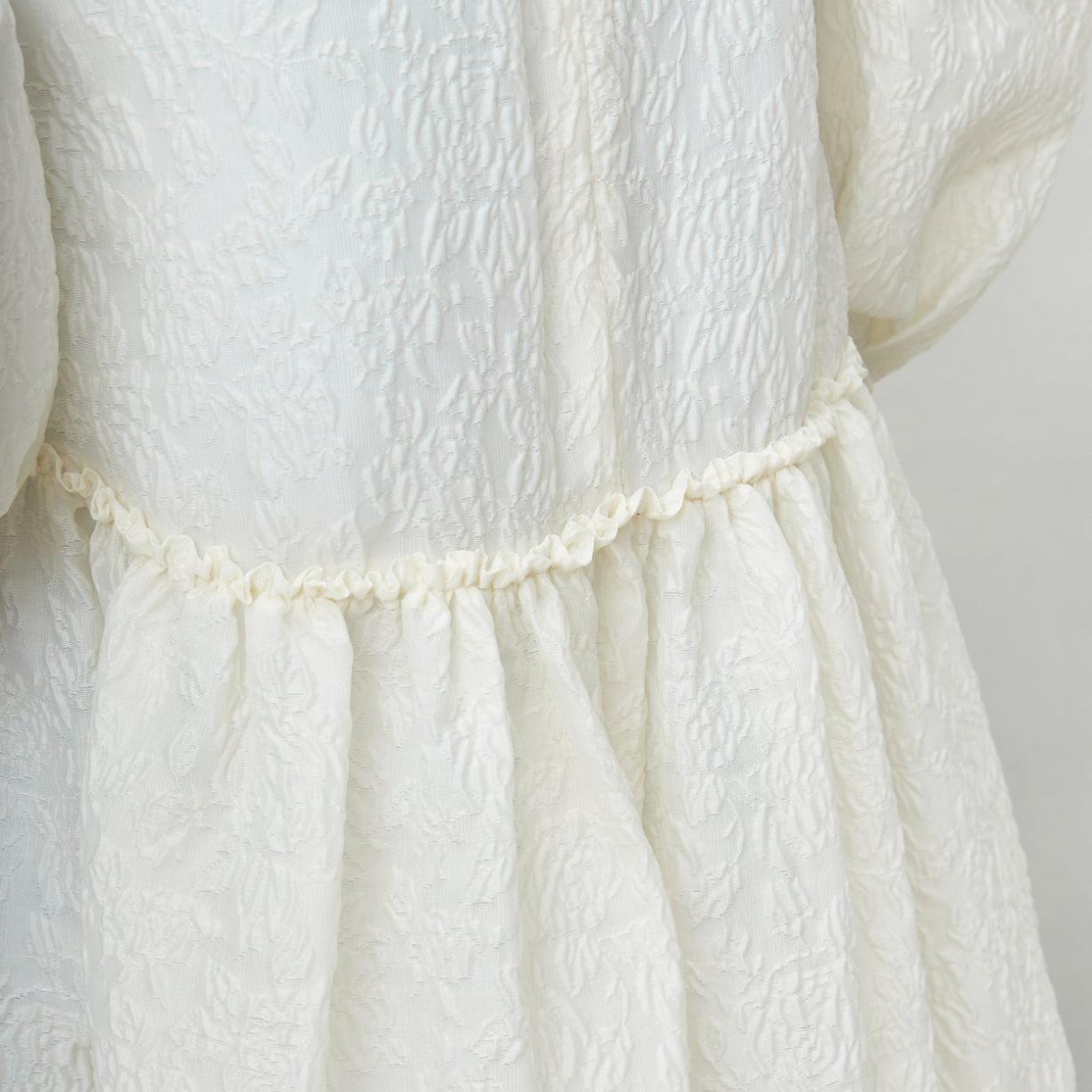 SIMONE ROCHA off white front bow cloque puff mini dress UK6 XS 4