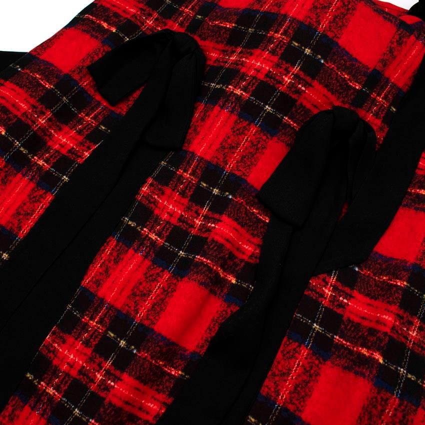 Simone Rocha Red Tartan Georgette Ribbon Detail Dress - Size US 8 1