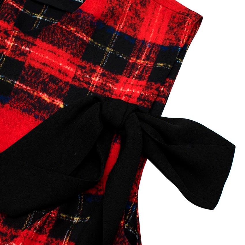 Simone Rocha Red Tartan Georgette Ribbon Detail Dress - Size US 8 2