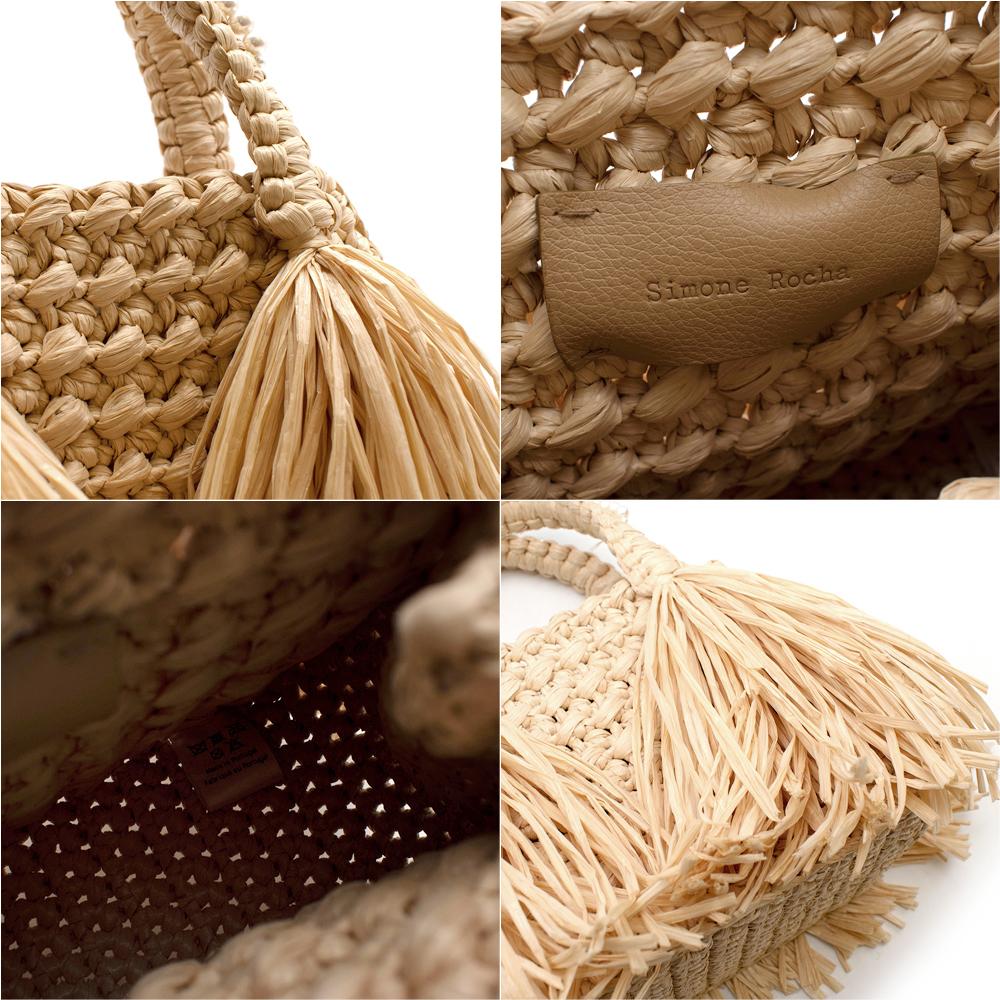 Simone Rocha Runway Faux Pearl Embellished Raffia Tote In New Condition In London, GB