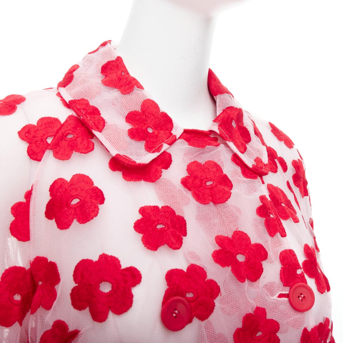 SIMONE ROCHA Runway red pink cotton floral embroidered coat UK6 XS
Reference: TGAS/E00587
Brand: Simone Rocha
Collection: SS2015 - Runway
Material: Cotton, Blend
Color: Red, Pink
Pattern: Floral
Closure: Button
Lining: Pink Tulle
Extra Details: