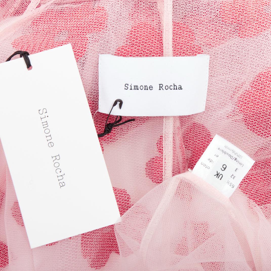 SIMONE ROCHA Runway red pink cotton floral embroidered coat UK6 XS For Sale 4