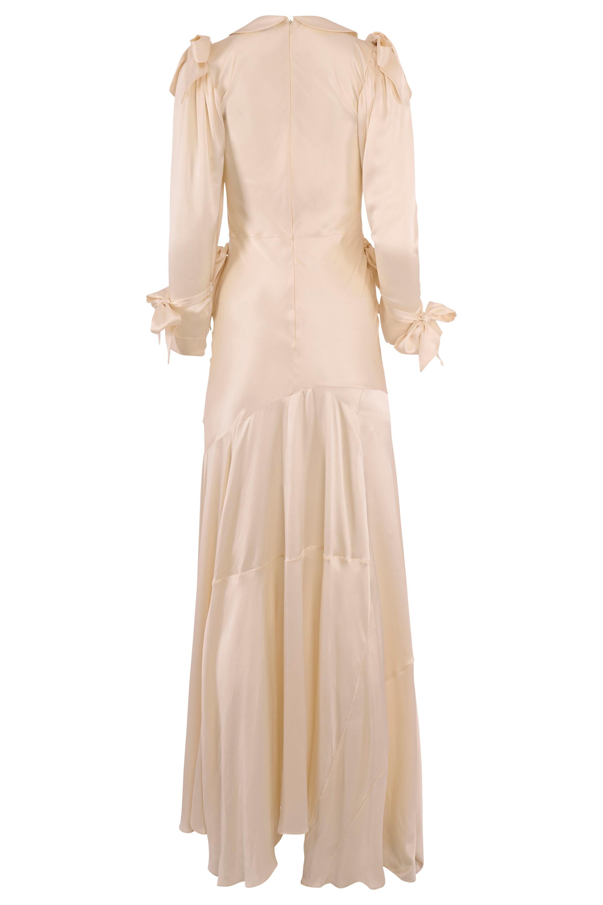 A Simon Rochas S/S 2024 Robe en soie à nœud blanc Excellent état - En vente à London, GB