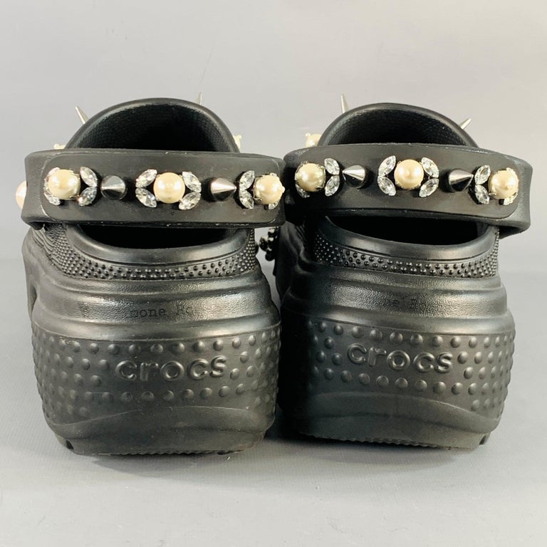 SIMONE ROCHA Size 10 Black Studded Embellishment Rubber Slip  display picture 1