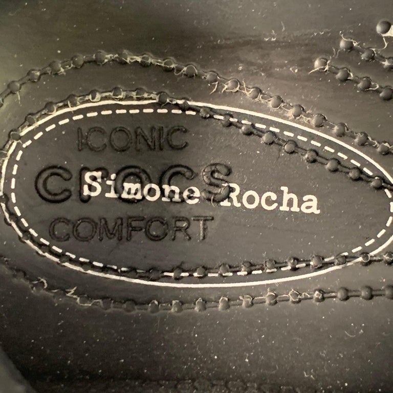 SIMONE ROCHA Size 10 Black Studded Embellishment Rubber Slip  display picture 1