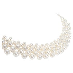 Simone Rocha, in cotone bianco, con collana di perle, senza maniche e con un top UK8 XS