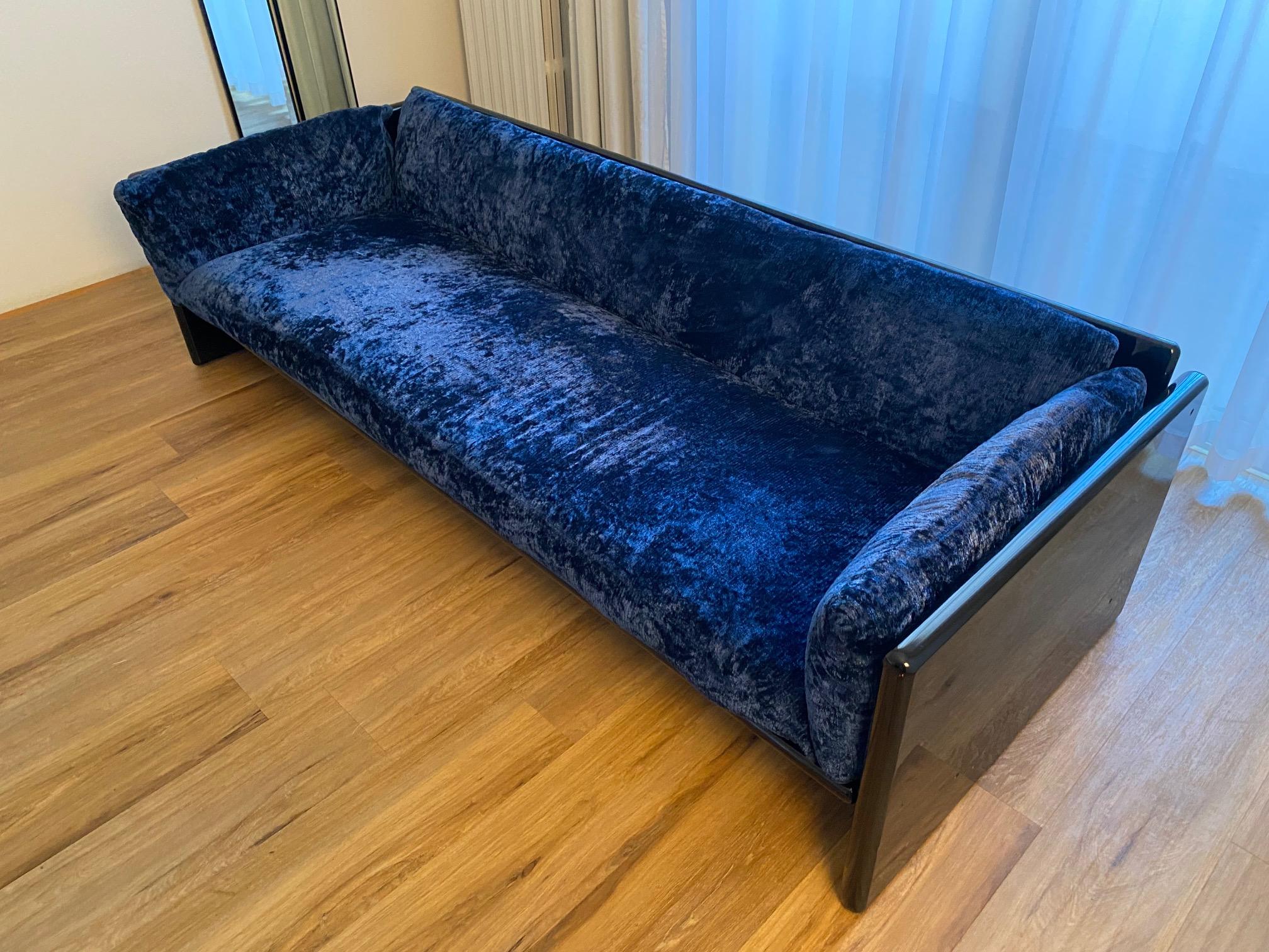 Mid-Century Modern Simone sofa by Dino Gavina for Studio Simon, blue velvet, Italy 1971