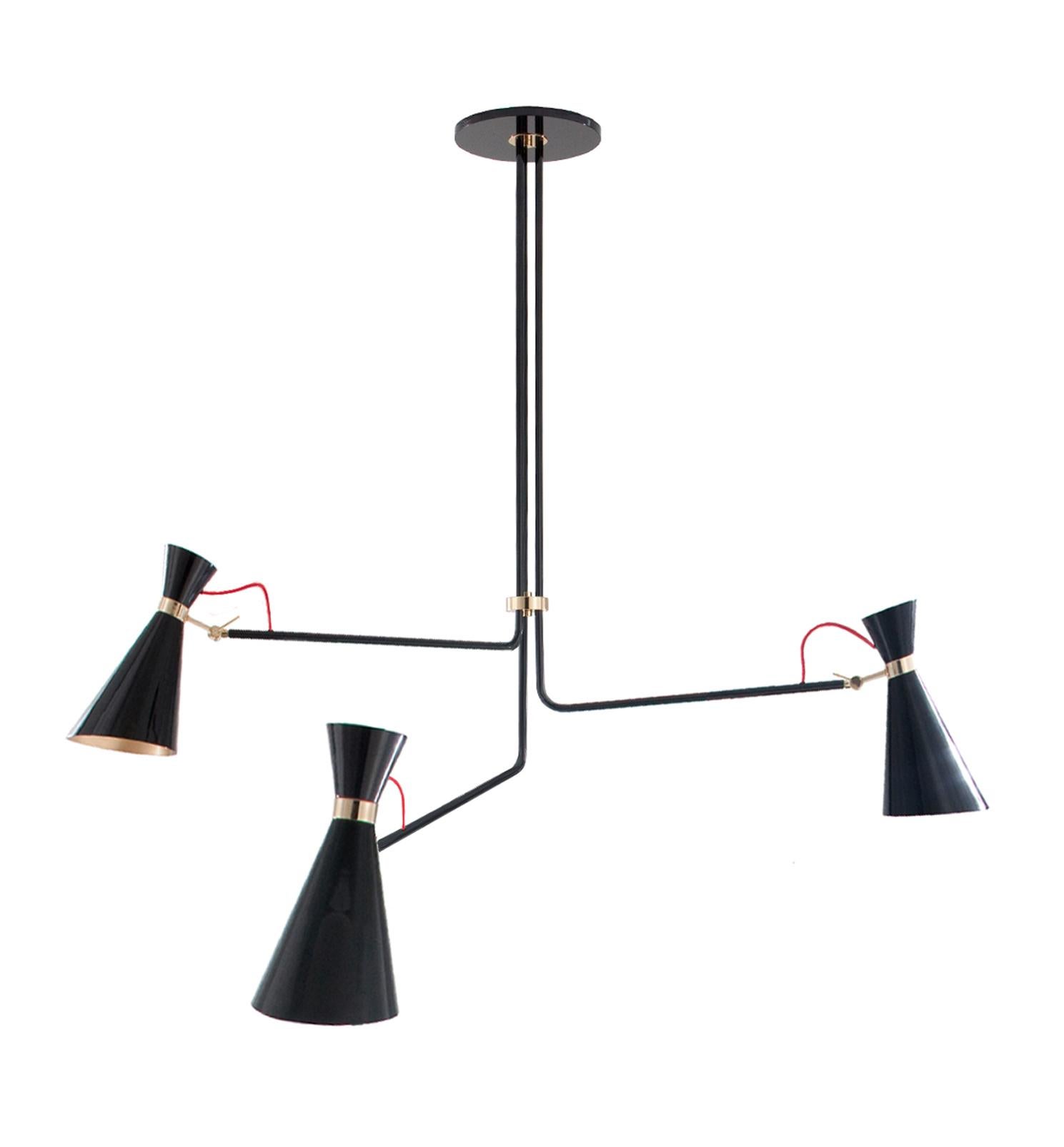 Simone Suspension Light in Brass and Aluminum For Sale