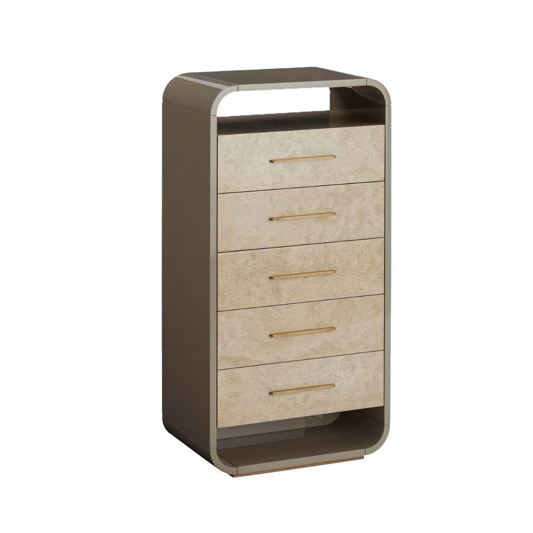 Modern SIMONE Tallboy with five drawers, Available Now For Sale