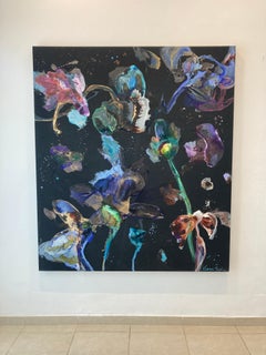 Dream Botanic: Mixed Media on Leather, Abstract Expressionist, 2010+