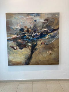 Tree of Life: Mixed Media Painting on Leather, Abstract Expressionism