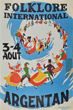 Internationale Folklore - Offsetdruck von Simone Vaulpré- 1970er Jahre