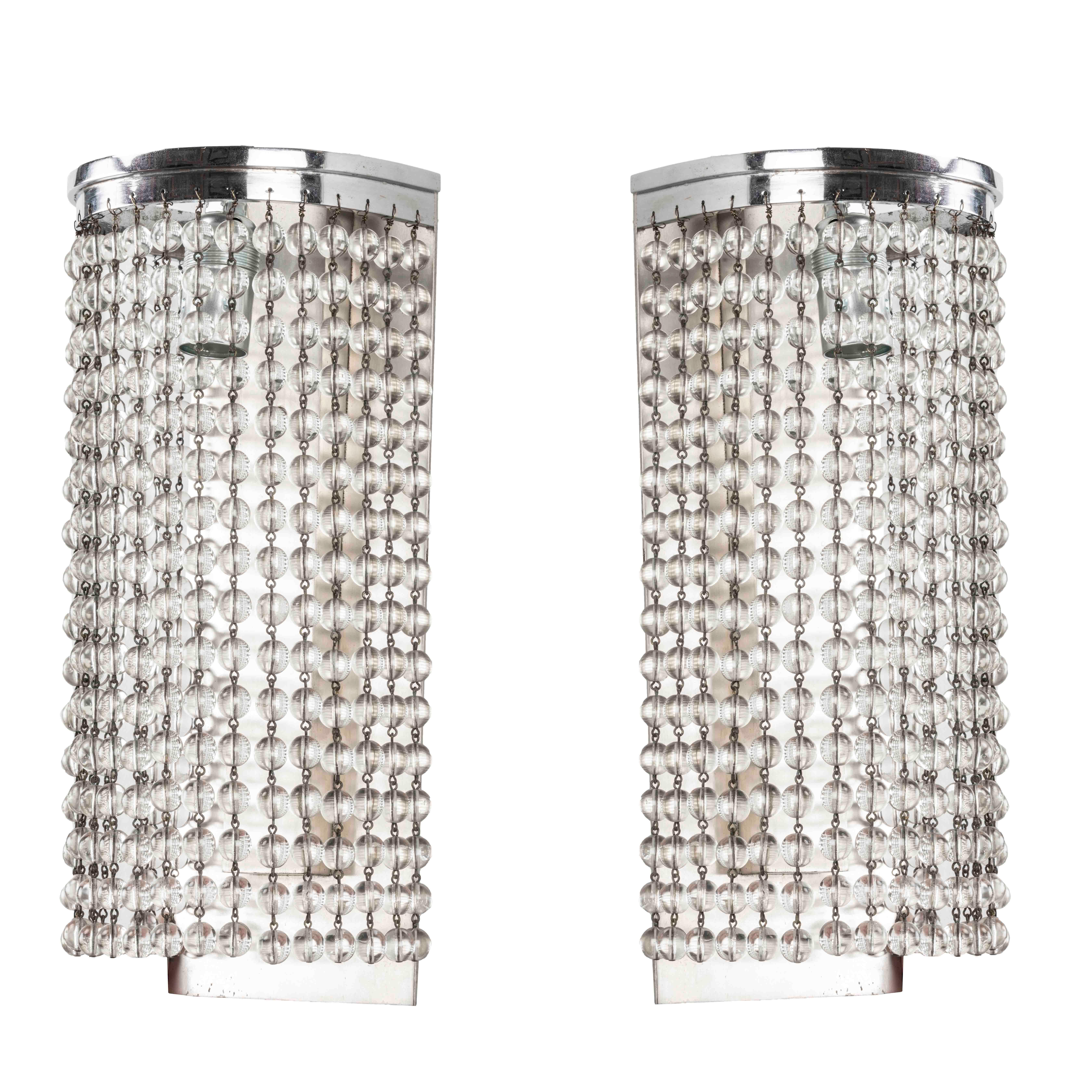 20th Century Simonet (attributed to) Art Deco Chandelier in nickel plated Bronze and Crystal For Sale