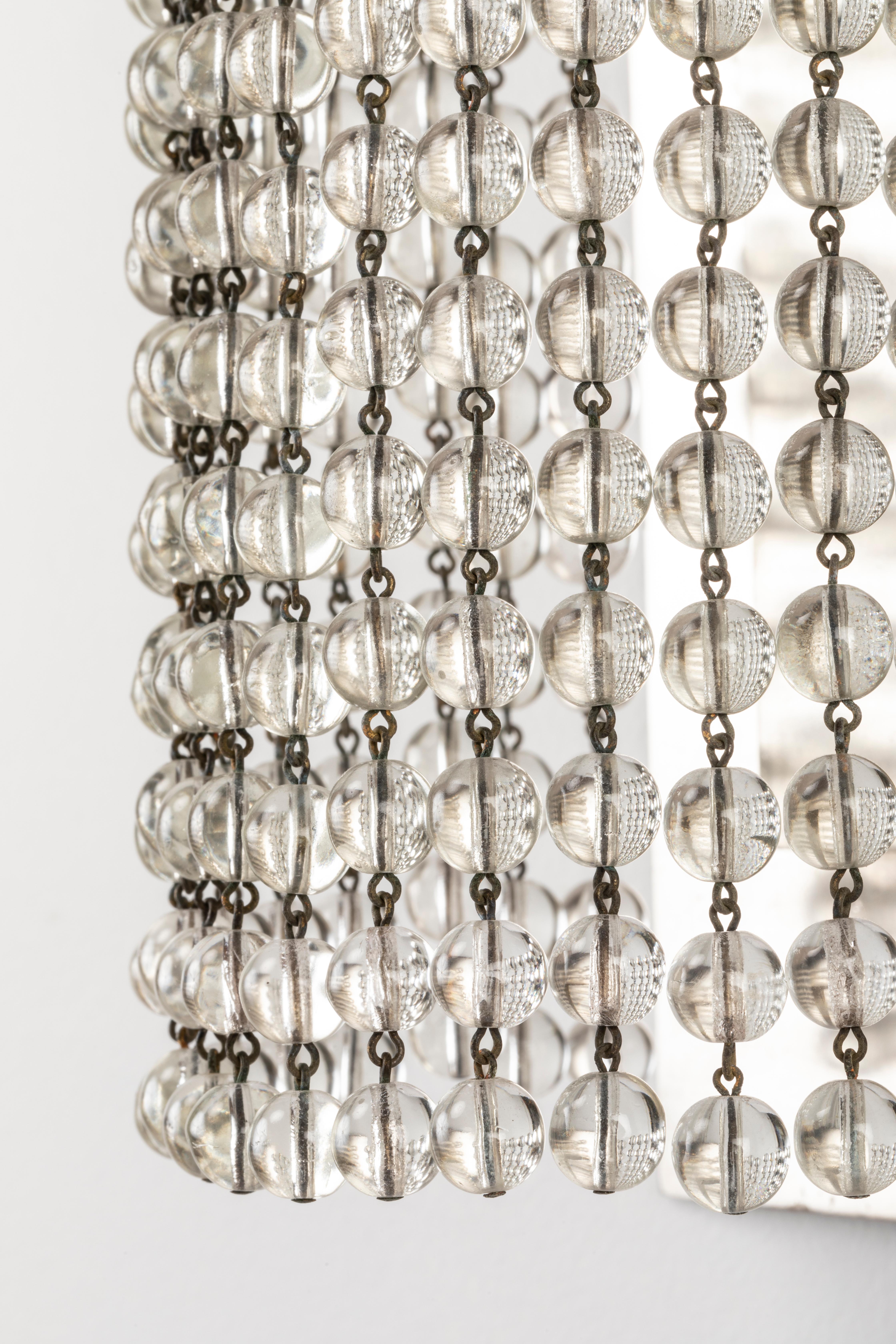 Simonet (attributed to), Pair of Cascade Art Deco Sconces, Row of Glass Pearls In Good Condition For Sale In SAINT-OUEN-SUR-SEINE, FR