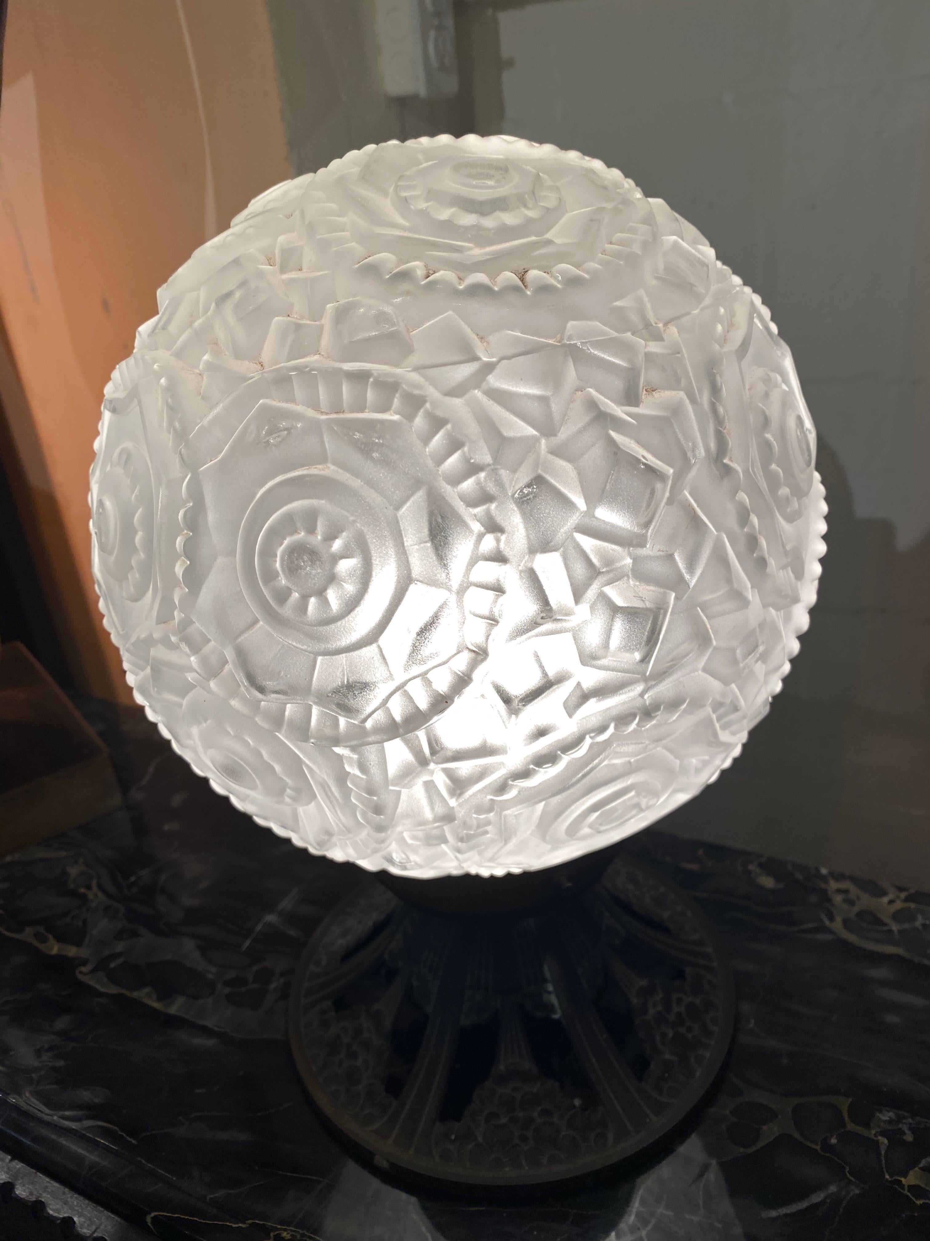 Simonet Freres French Glass Table Lamp or Ceiling Light For Sale 2