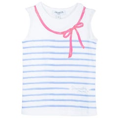 Simonetta Mini White Striped Sleeveless Tshirt 7 Yrs