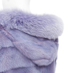 SIMONETTA RAVIZZA blue purple ombre  mink fur hooded vest coat IT42 M
