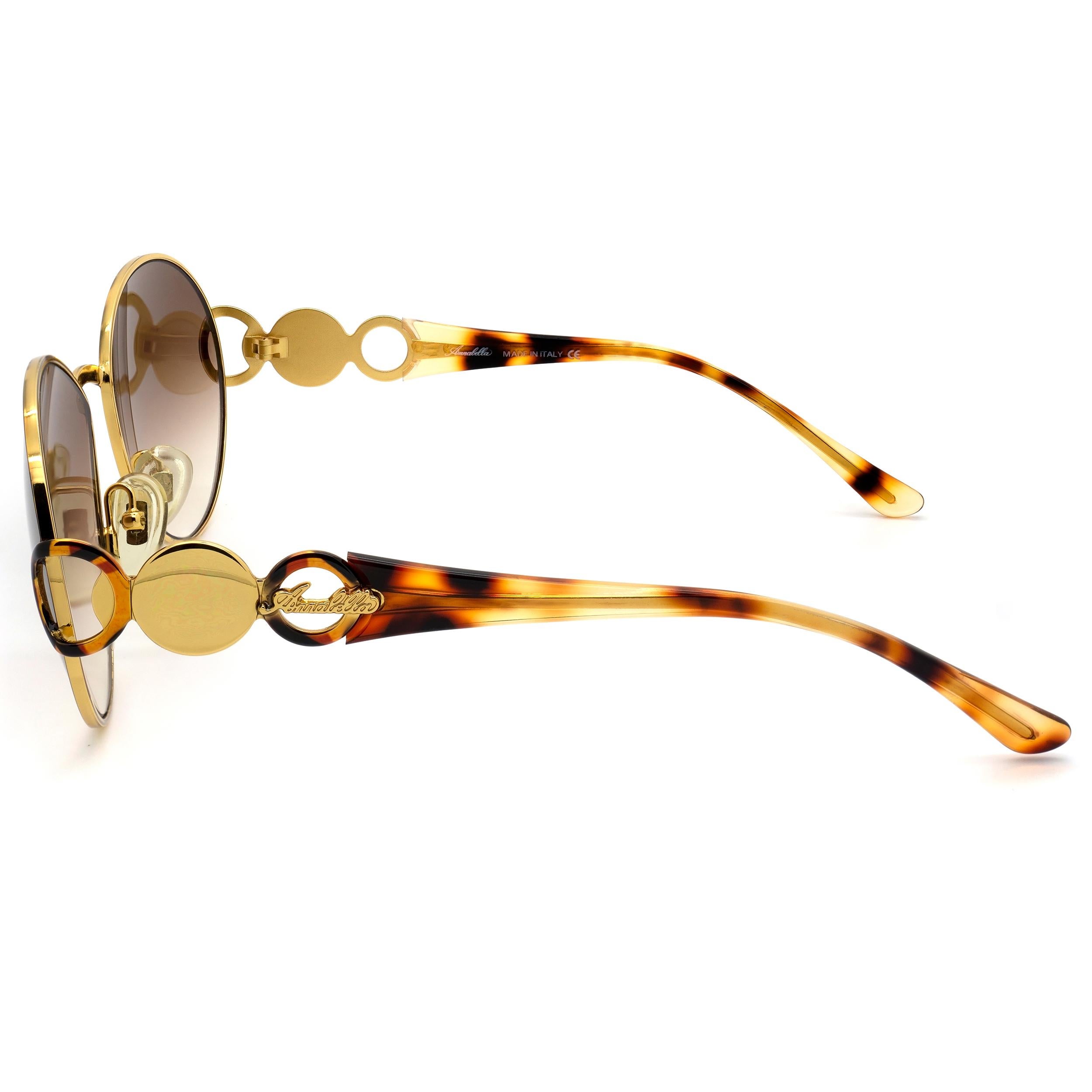 Brown Simonetta Ravizza by Annabella oversized vintage sunglasses round tortoise For Sale