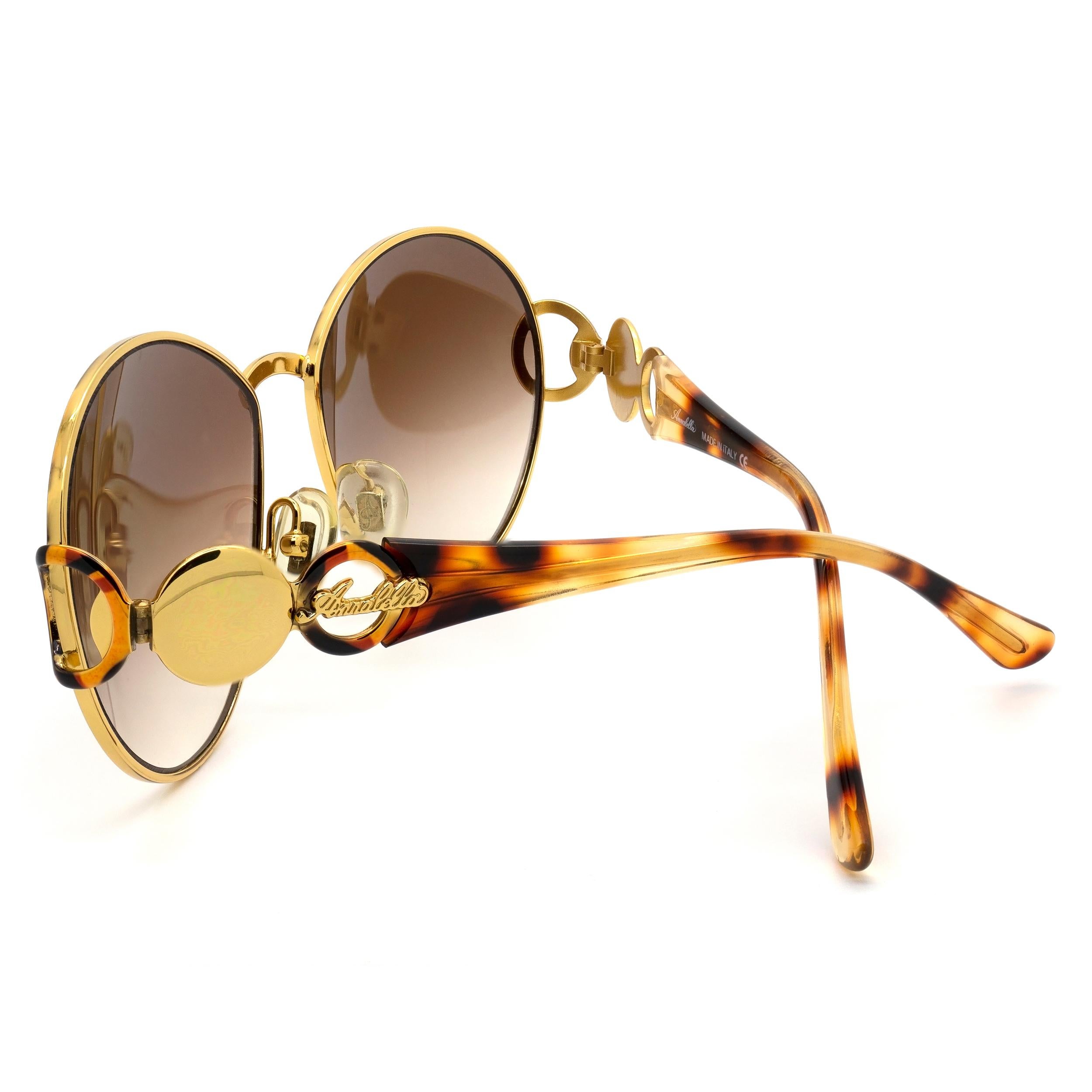 Simonetta Ravizza by Annabella oversized vintage sunglasses round tortoise In New Condition For Sale In Santa Clarita, CA