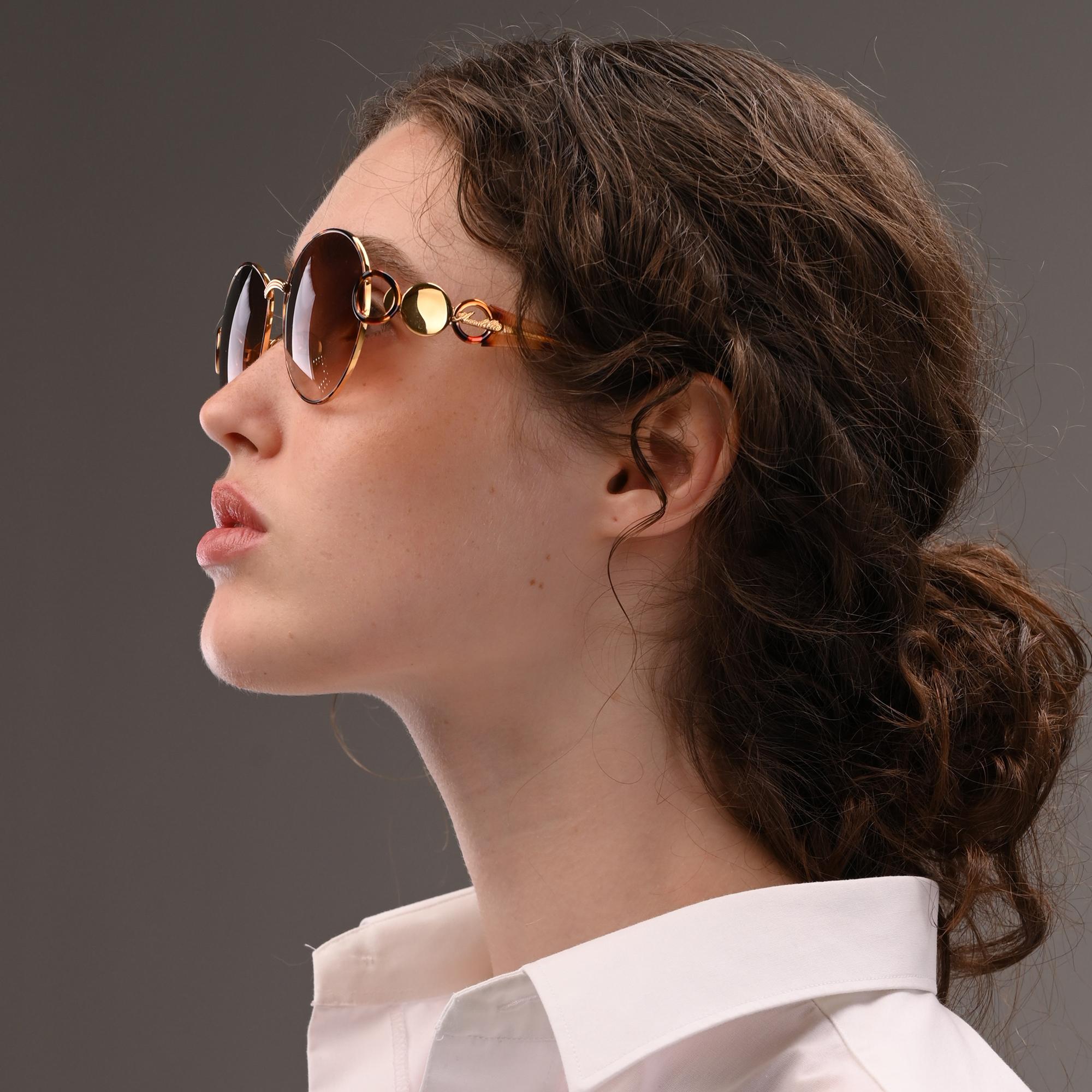 Simonetta Ravizza by Annabella oversized vintage sunglasses round tortoise For Sale 3