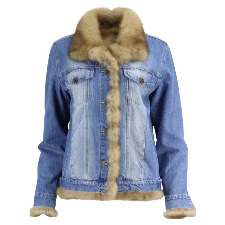 Simonetta Ravizza Fur Lined Denim Jacket IT 44 UK 12 For Sale at 1stDibs