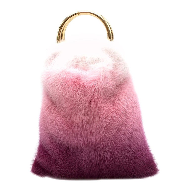 Simonetta Ravizza Furrissima Pink Ombre Mink Top Handle Bag - Current ...