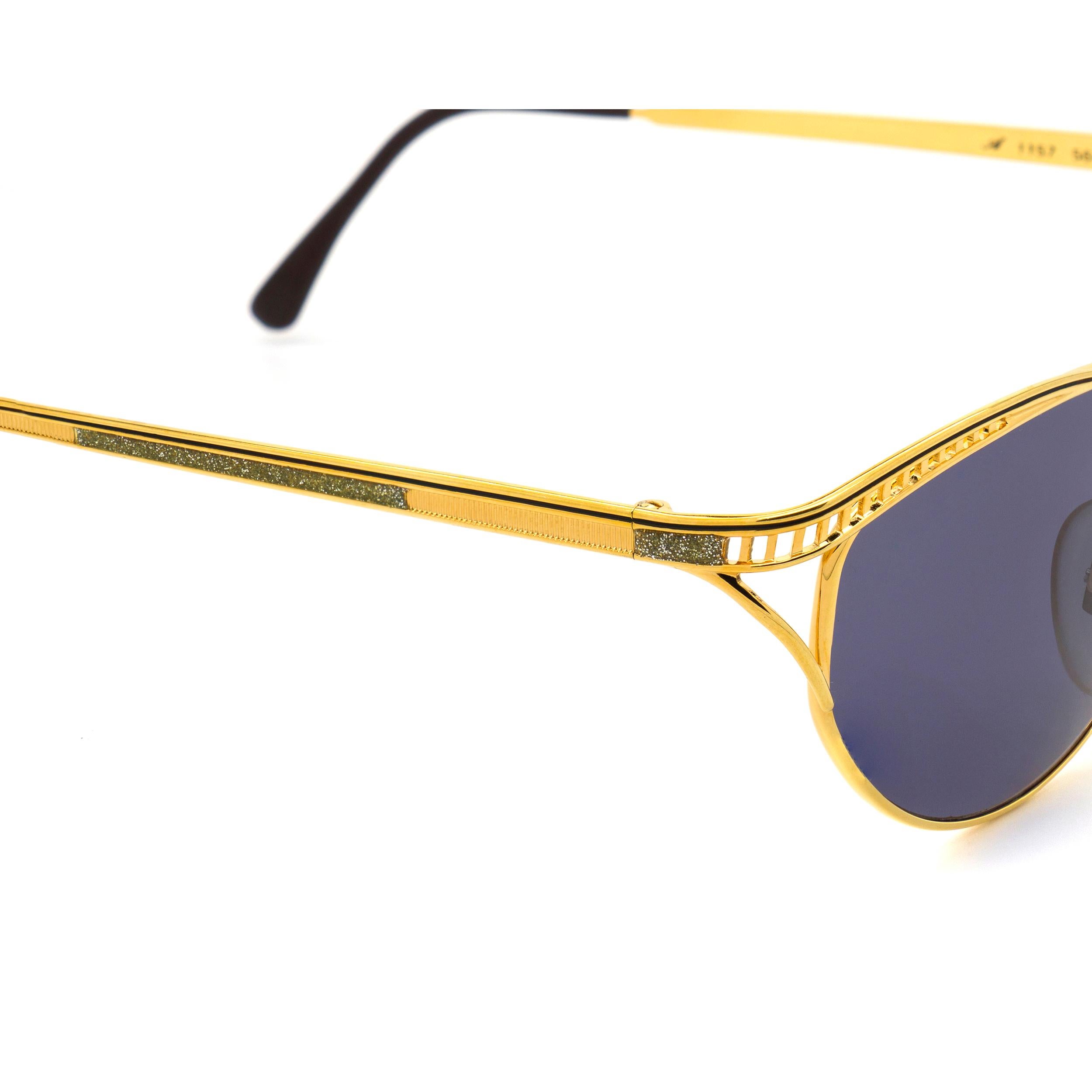 Gray Simonetta Ravizza golden cat eye sunglasses For Sale