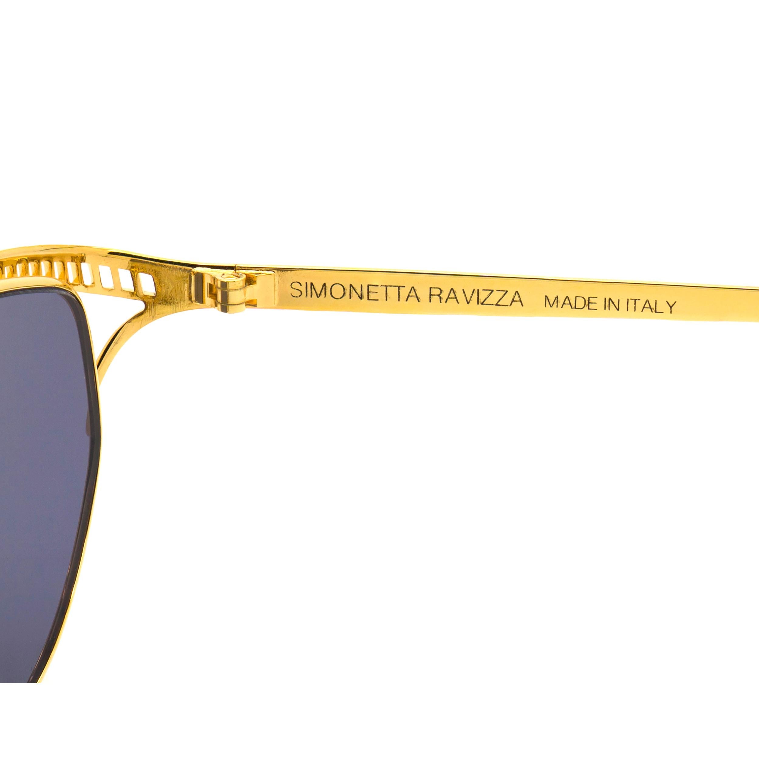 Simonetta Ravizza golden cat eye sunglasses In New Condition For Sale In Santa Clarita, CA