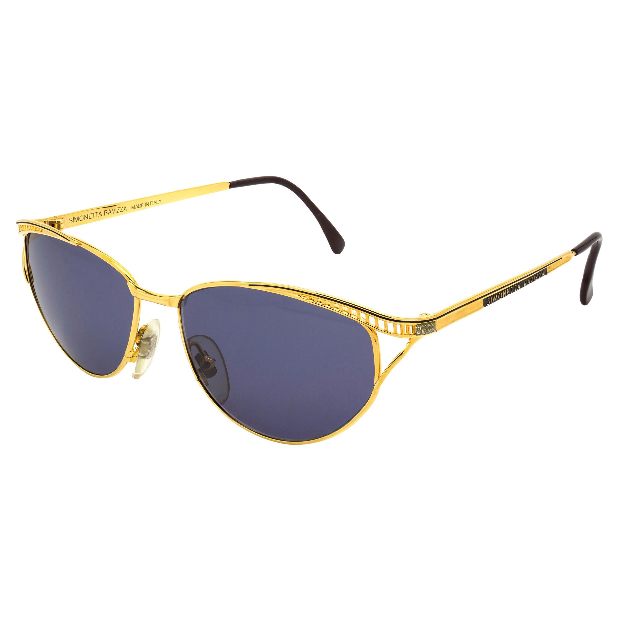 Simonetta Ravizza Goldene Sonnenbrille mit Katzenaugen im Angebot