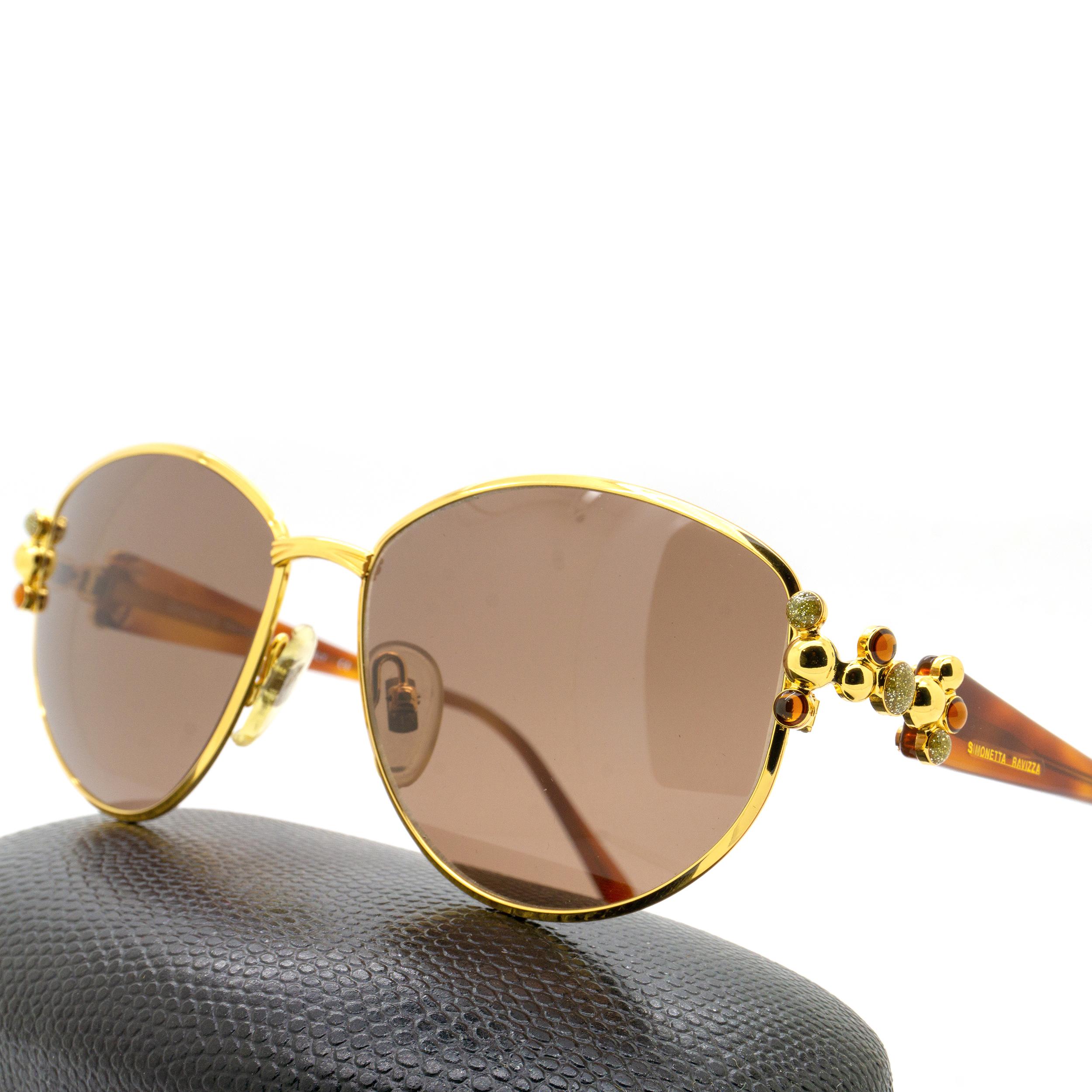 Marron Simonetta Ravizza - Lunettes de soleil vintage à bijoux en vente