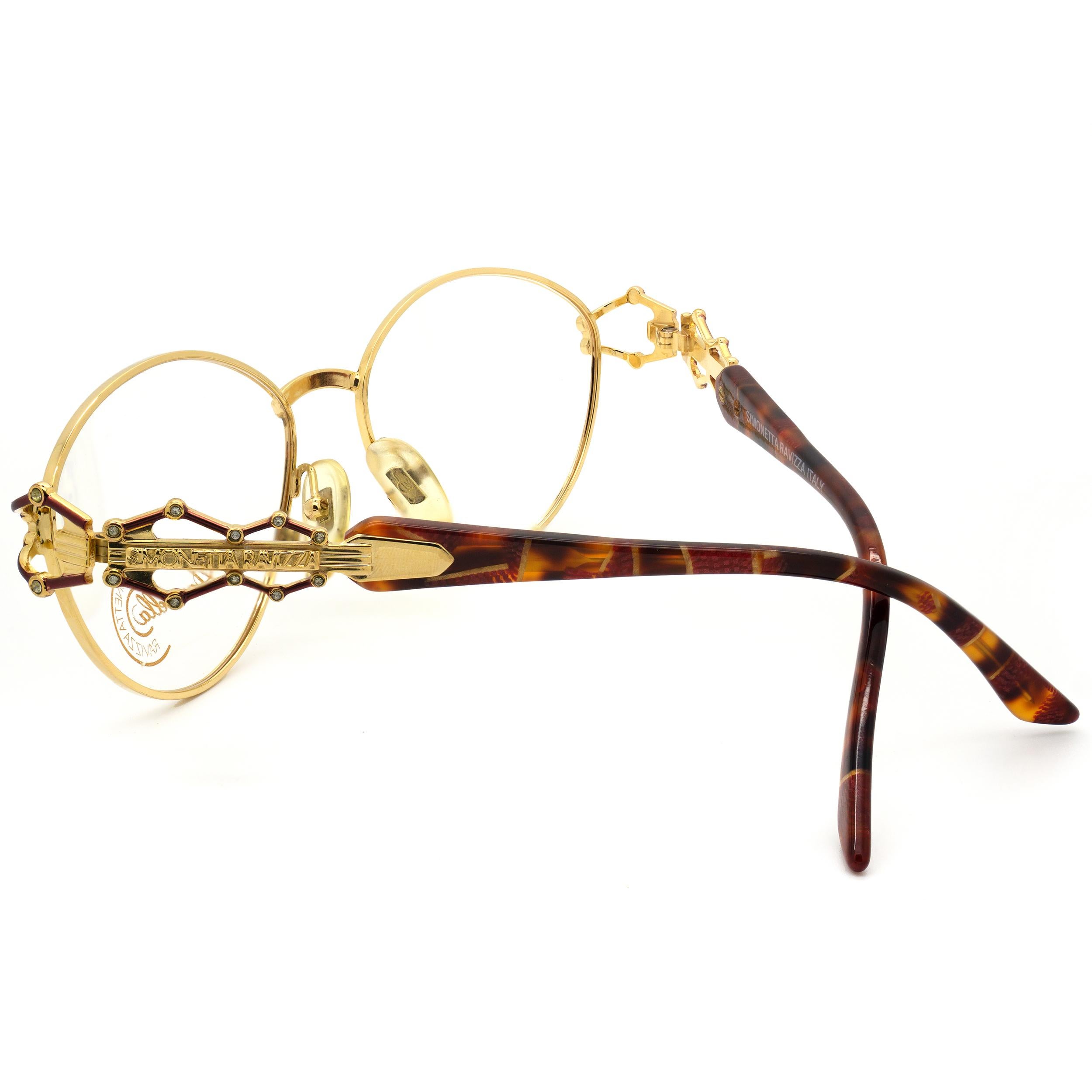 Beige Simonetta Ravizza jewelry vintage glasses frame For Sale