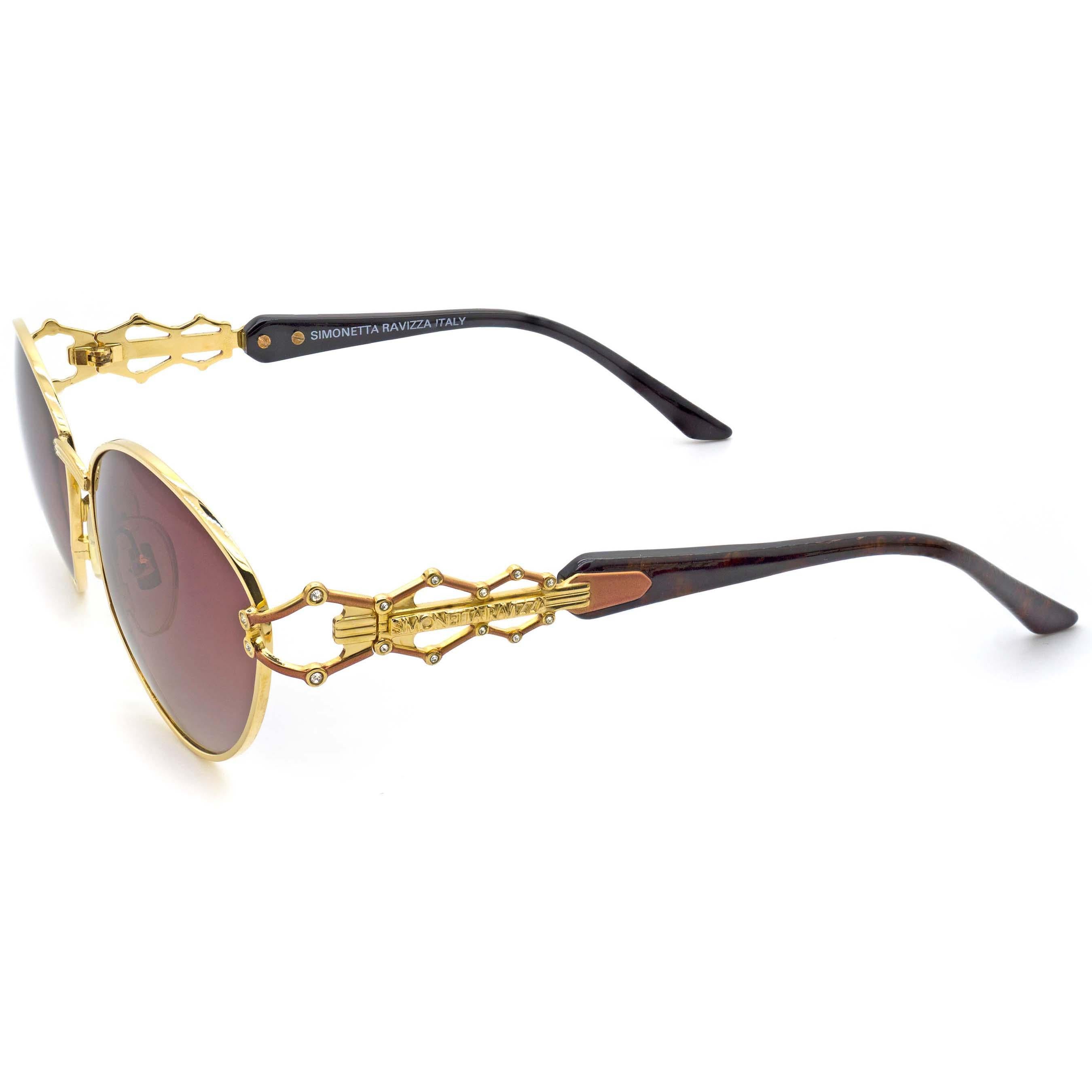 Marron Simonetta Ravizza - Lunettes de soleil vintage à bijoux en vente