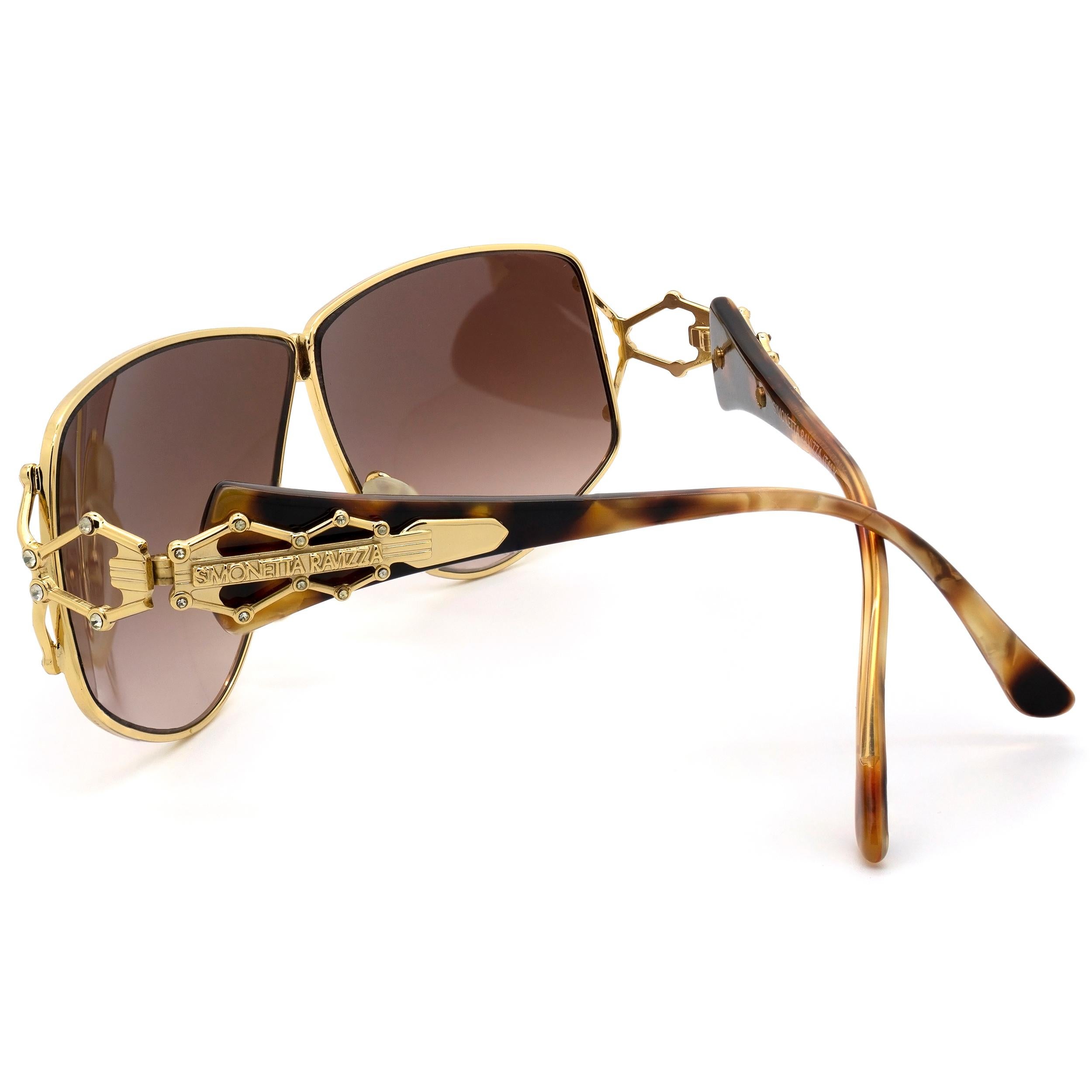 Brown Simonetta Ravizza jewelry vintage sunglasses For Sale