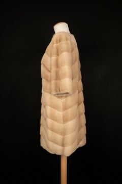 Simonetta Ravizza Cappotto a manica corta in pelliccia di visone lustrato