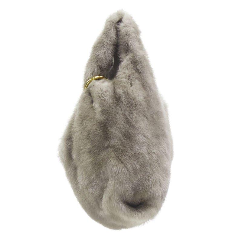 SIMONETTA RAVIZZA Tracolla Candy Mink fur grey pink shoulder strap tote bag In Excellent Condition In Hong Kong, NT