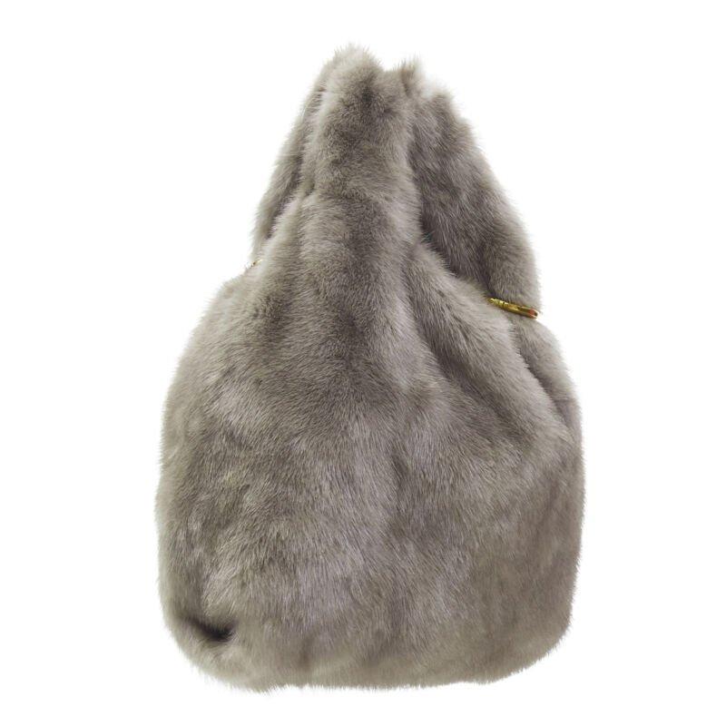 Women's SIMONETTA RAVIZZA Tracolla Candy Mink fur grey pink shoulder strap tote bag