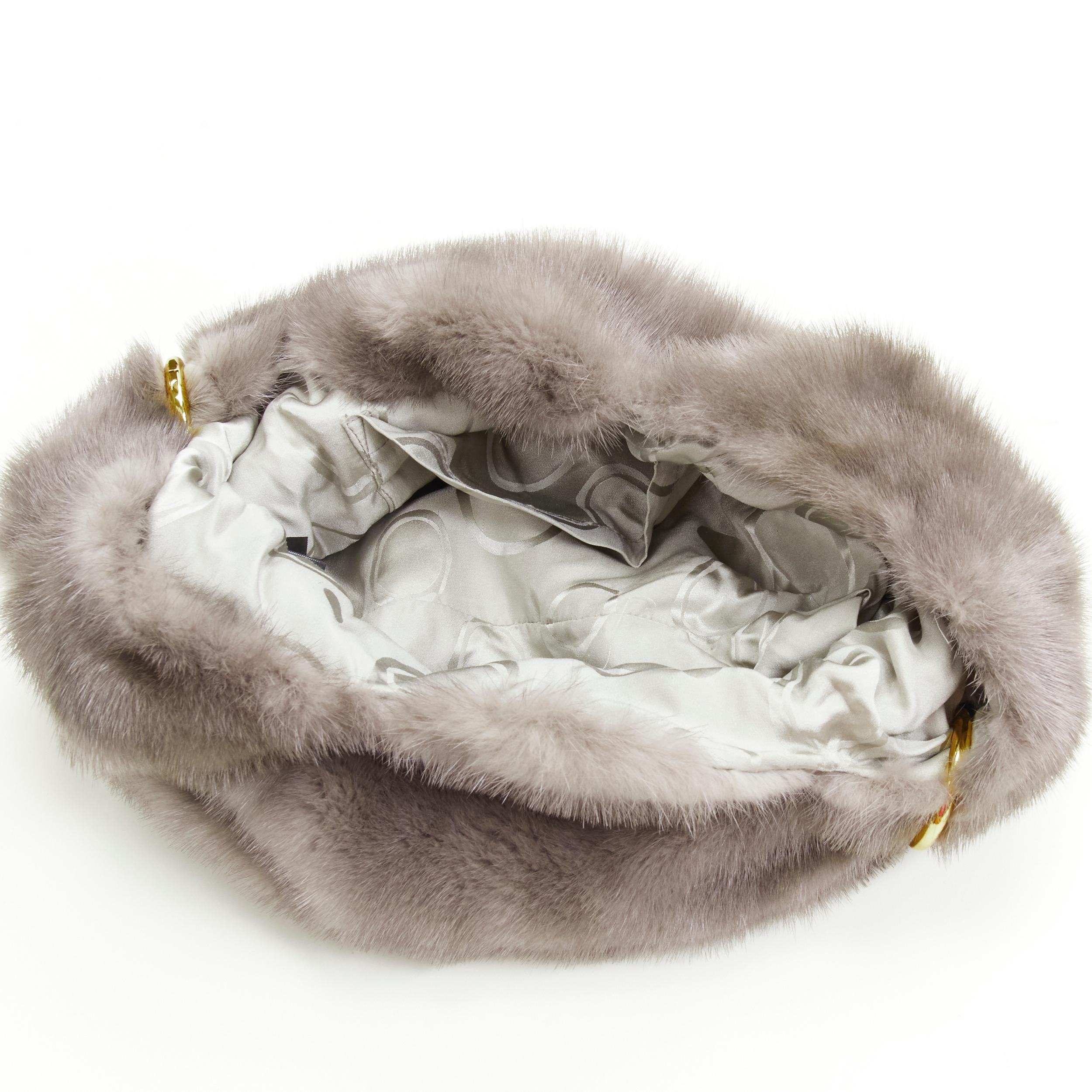 SIMONETTA RAVIZZA Tracolla Candy Mink fur grey pink shoulder strap tote bag For Sale 3