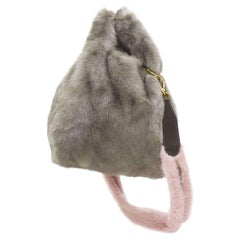 SIMONETTA RAVIZZA Tracolla Candy Mink fur grey pink shoulder strap tote bag