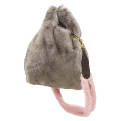 SIMONETTA RAVIZZA Tracolla Candy Mink fur grey pink shoulder strap tote bag