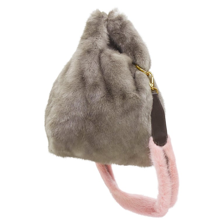 Real flat sheared nutria pieced fur bag pink-brown color ,Shoulder Bag,  Crossbody Bag, velvet nutria fur envelope bag ,gift for women's