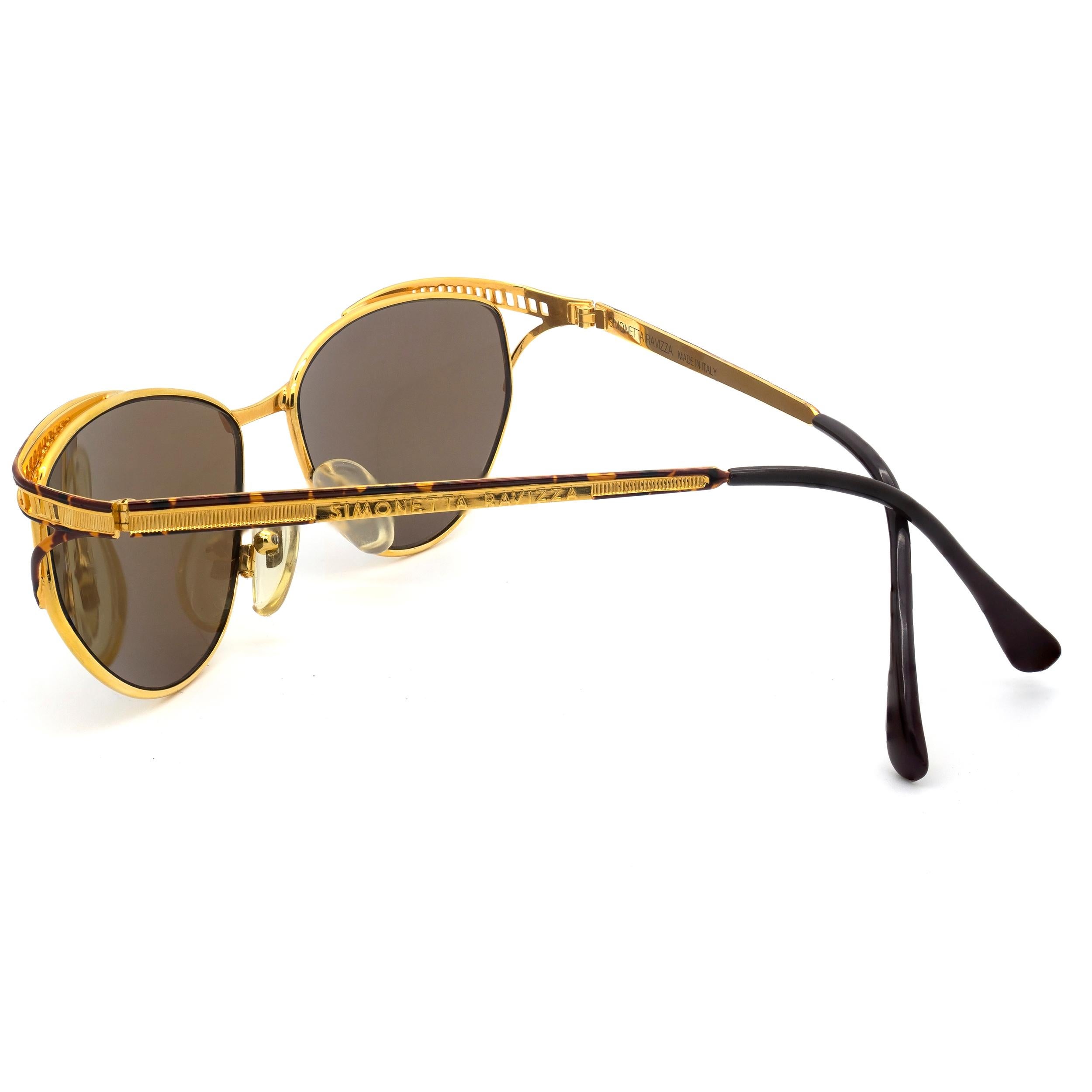Simonetta Ravizza goldene Vintage-Sonnenbrille mit Katzenaugen im Zustand „Neu“ im Angebot in Santa Clarita, CA