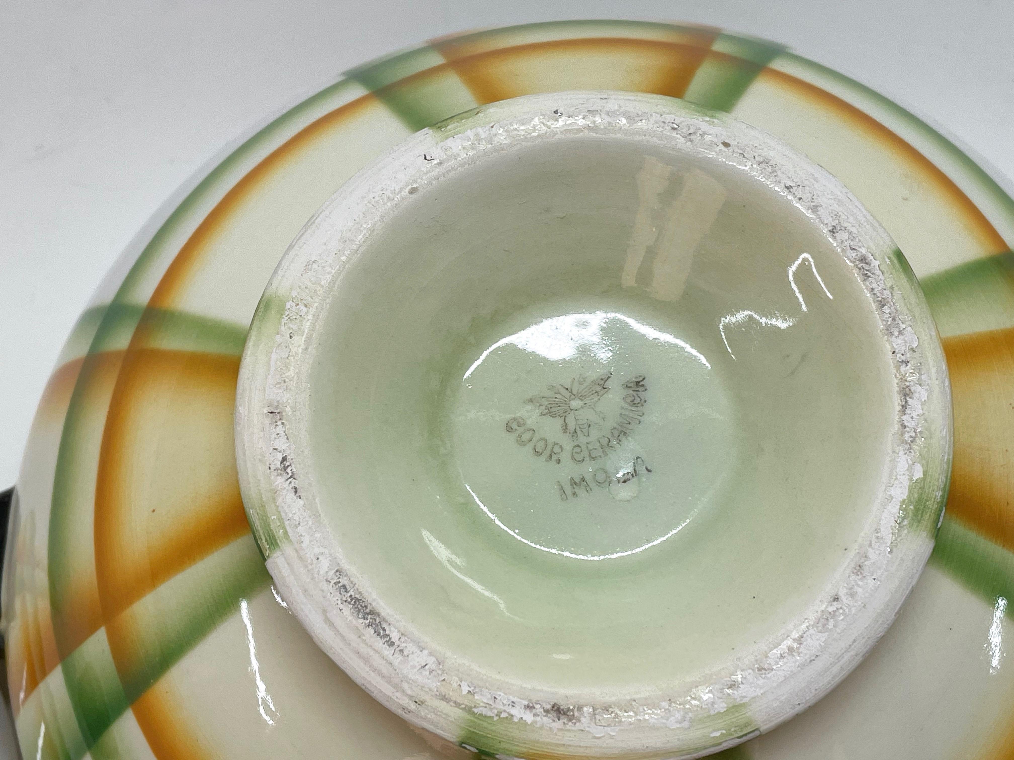 Simonetto Futuristic Airbrushed Ceramic Italian Centerpiece Soup Bowl, 1930s For Sale 10