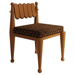 Simorgh I Dining Chair in Walnut with Pierre Frey Upholstery by VandaVee