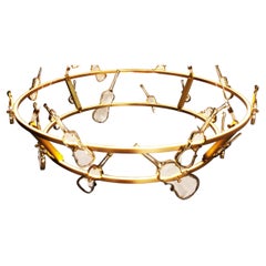 Simphony, Opera Chandelier Pendant Lamp, Brass, Silvered Crystal Violins Cellos