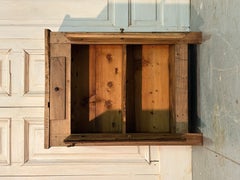 Simple 19th-Century Light Walnut Cupboard with Two Doors and Small Drawer