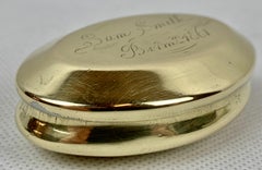 Tabatière ovale simple en laiton du XIXe siècle "Sam Smith":: 1861
