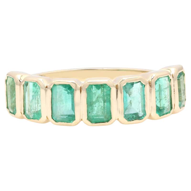 Customizable Unique Emerald May Birthstone Half Band Ring for Women in ...
