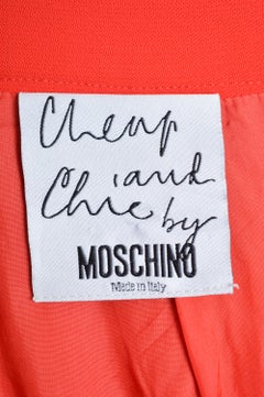 Simple 90's MOSCHINO Plain Cherry Red High Waist Pencil Mini Skirt
